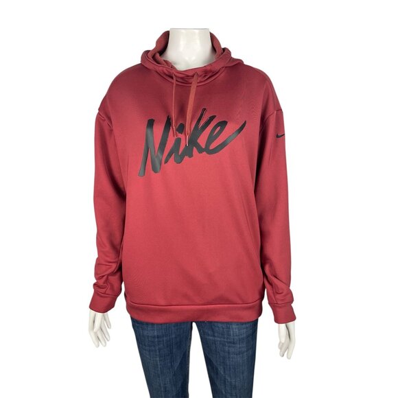Nike Womens Small Hoodie Sweatshirt Pockets Hooded Red - Picture 1 of 8